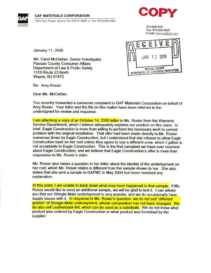 Jan 11, 2006 Response, Page 1